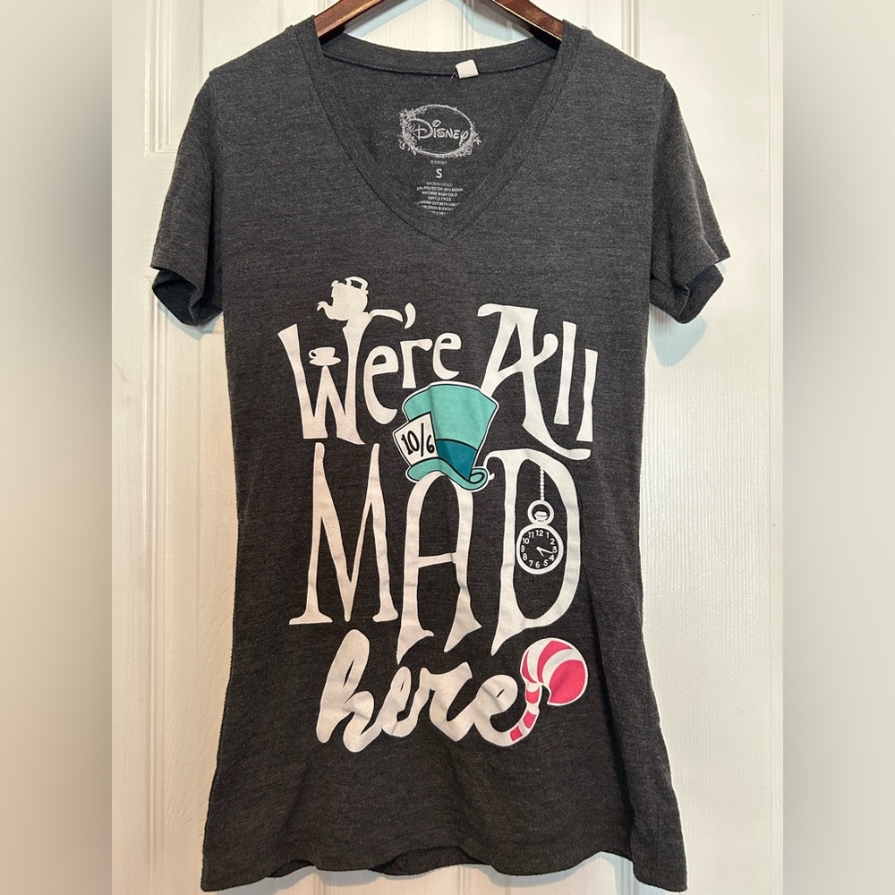 Alice in Wonderland We're All Mad Here tee shirt